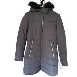 NWT MARALYN & ME JUNIORS' FAUX-FUR-TRIM HOODED PUFFER COAT